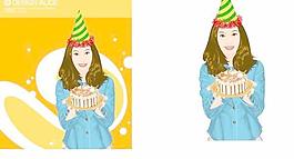 韓國(guó)圣誕慶祝美女矢量圖庫(kù)002