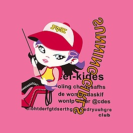 印花矢量圖 T恤圖案 圖文結合 人物 女孩 免費素材