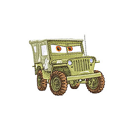 繡花 卡通形象 汽車總動員 吉普車 免費素材