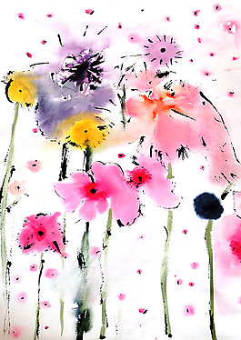 位圖 植物 寫意花卉 花朵 水墨畫 免費素材