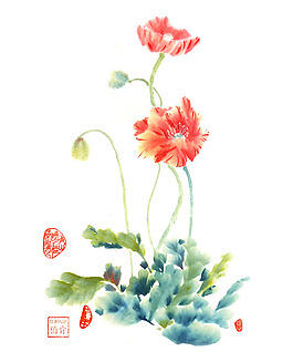 位圖 植物 寫意花卉 花朵 水墨畫 免費素材