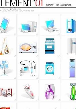韓國(guó)家用電器用品圖標(biāo)矢量圖102