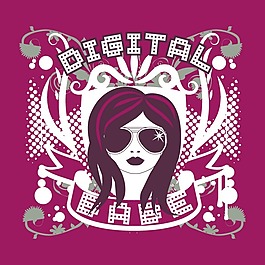 印花矢量圖 T恤圖案 圖文結(jié)合 人物 女人 免費(fèi)素材