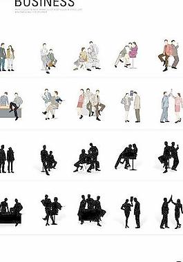 韓國商務(wù)辦公人物各種姿態(tài)矢量圖109