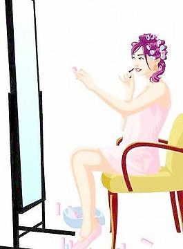 韓國女人化妝矢量圖90