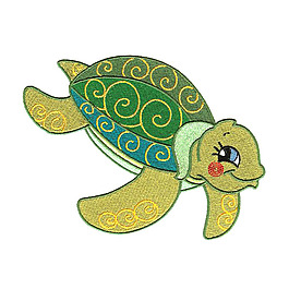 繡花 海洋動物 擬人化 海龜 免費素材