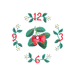 绣花 生活元素 时钟 数字 植物 免费素材