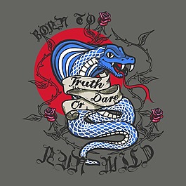 印花矢量圖 T恤圖案 圖文結(jié)合 動(dòng)物 蛇 免費(fèi)素材