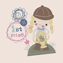 印花矢量圖 T恤圖案 圖文結(jié)合 人物 女孩 免費素材