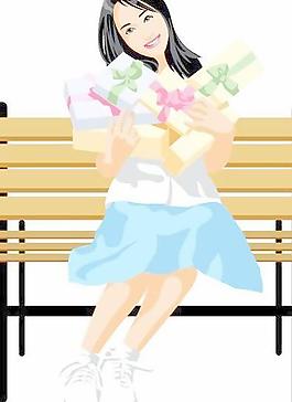 韓國(guó)美女學(xué)生矢量圖26