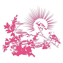 印花矢量圖 T恤圖案 動物 鳥 植物 免費素材