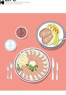 韓國餐桌、菜矢量圖01