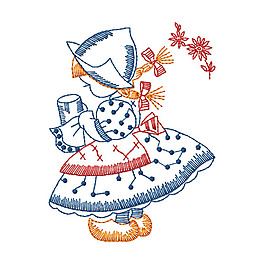 繡花 人物 女孩 花朵 免費素材