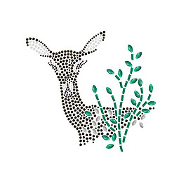 燙鉆 動物 鹿 植物 樹 免費素材