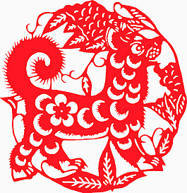 新春狗剪紙生肖喜慶矢量圖03