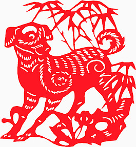 新春狗剪紙生肖喜慶矢量圖02