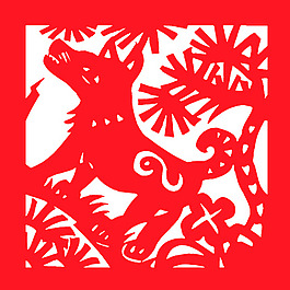 新年喜慶狗剪紙生肖矢量圖
