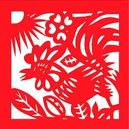 新年喜慶雞剪紙生肖矢量圖