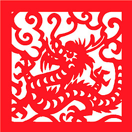 新年喜慶龍剪紙生肖矢量圖