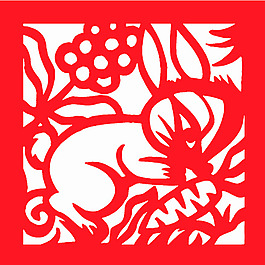 新年喜慶兔剪紙生肖矢量圖