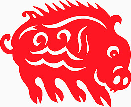 新年喜庆剪纸猪