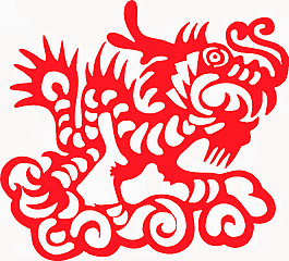 新年喜慶剪紙龍