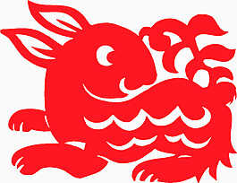 新年喜慶剪紙兔