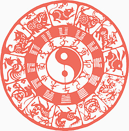 新年喜庆剪纸八卦
