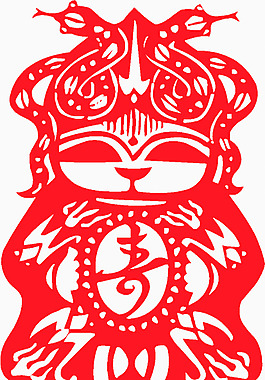 新年喜庆剪纸寿娃娃