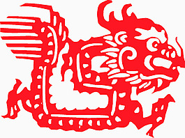 新春生肖剪紙龍矢量圖