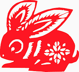新春生肖剪紙兔矢量圖