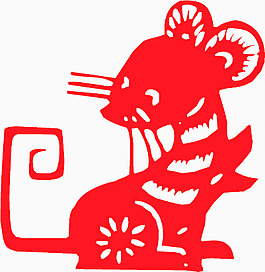 新春生肖剪紙鼠矢量圖