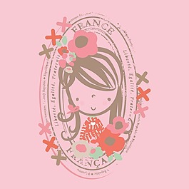 印花矢量圖 T恤圖案 圖文結(jié)合 人物 女孩 免費(fèi)素材