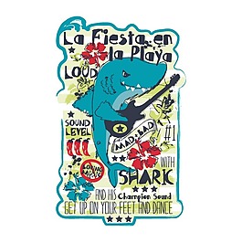 印花矢量圖 T恤圖案 圖文結(jié)合 動(dòng)物 鯊魚 免費(fèi)素材