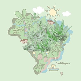印花矢量圖 T恤圖案 圖文結合 植物 蘆薈 免費素材