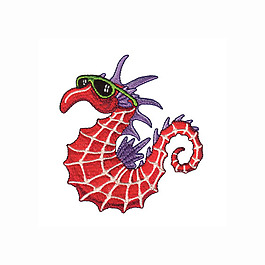 繡花 海洋動物 海馬 免費素材