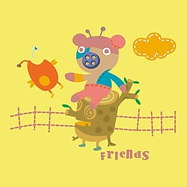 印花矢量圖 T恤圖案 圖文結(jié)合 動物 怪物 免費素材