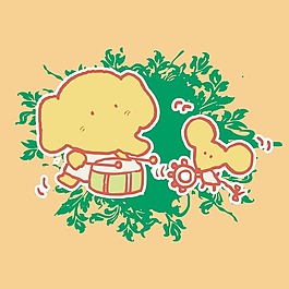印花矢量圖 T恤圖案 圖文結(jié)合 卡通動(dòng)物 大象 免費(fèi)素材
