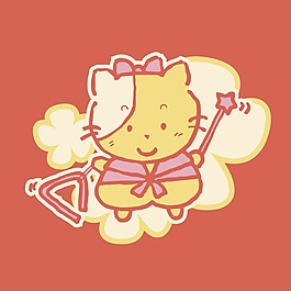 印花矢量圖 T恤圖案 圖文結(jié)合 卡通人物 貓 免費(fèi)素材