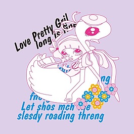 印花矢量圖 T恤圖案 圖文結(jié)合 人物 女孩 免費(fèi)素材