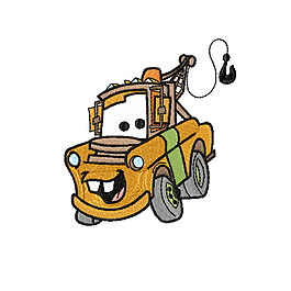 繡花 卡通形象 汽車總動員 吊車 免費素材