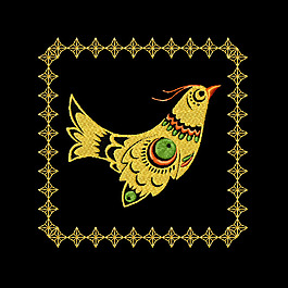 繡花 動物 公雞 花紋 免費(fèi)素材