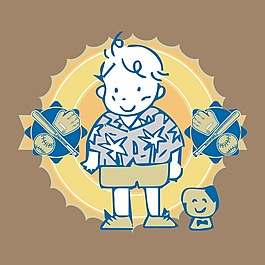 印花矢量圖 T恤圖案 人物 男孩 運(yùn)動(dòng)元素 免費(fèi)素材