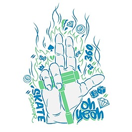 印花矢量圖 T恤圖案 圖文結(jié)合 人物 手 免費(fèi)素材