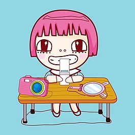 印花矢量图 T恤图案 卡通形象 人物 女孩 免费素材