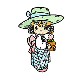 繡花 卡通人物 女孩 免費素材