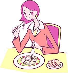 吃面的女孩图片