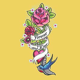 印花矢量圖 T恤圖案 圖文結(jié)合 植物 花朵 免費素材