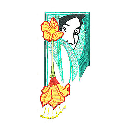 繡花 人物 女人 花紋 植物花紋 免費(fèi)素材