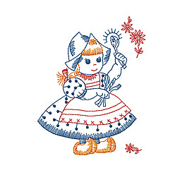 繡花 人物 女孩 花朵 免費素材